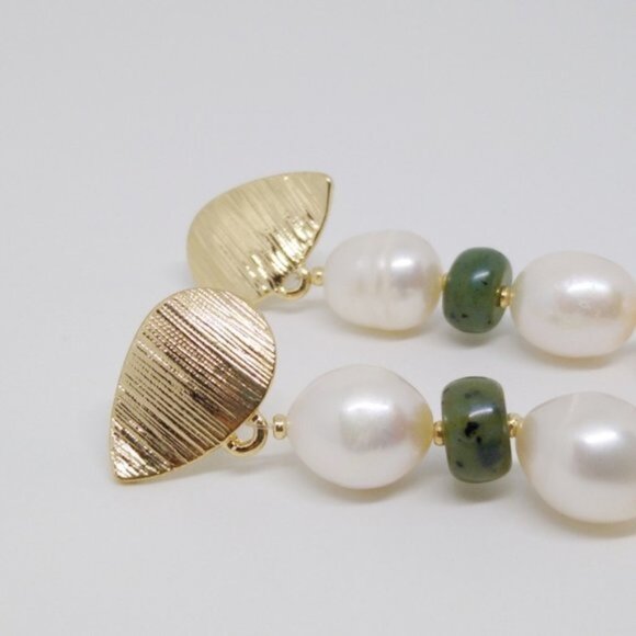 NEW Freshwater Pearl Gold Long Dangle Earrings - Picture 3 of 6